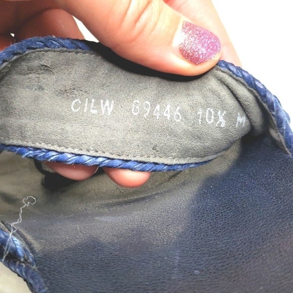 Stuart Weitzman Sandal 10.5M Navy Braided Toe Loop Slide Slip On - Picture 9 of 9